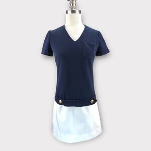 Jonathan Logan | Small | VINTAGE 1960s Mid-Century Mod Nautical Navy White Dress